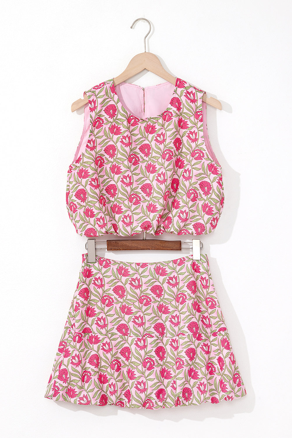 PINK FLORAL SKIRT SET