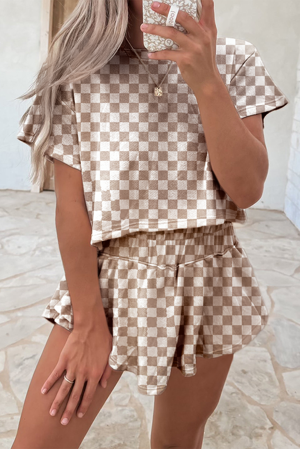CHECKERED TEE & SKORT SET