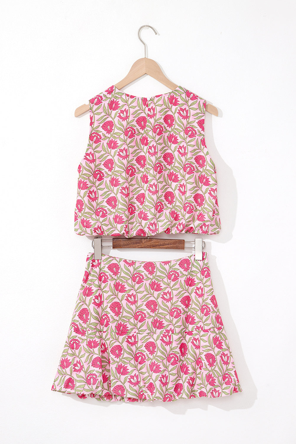 PINK FLORAL SKIRT SET