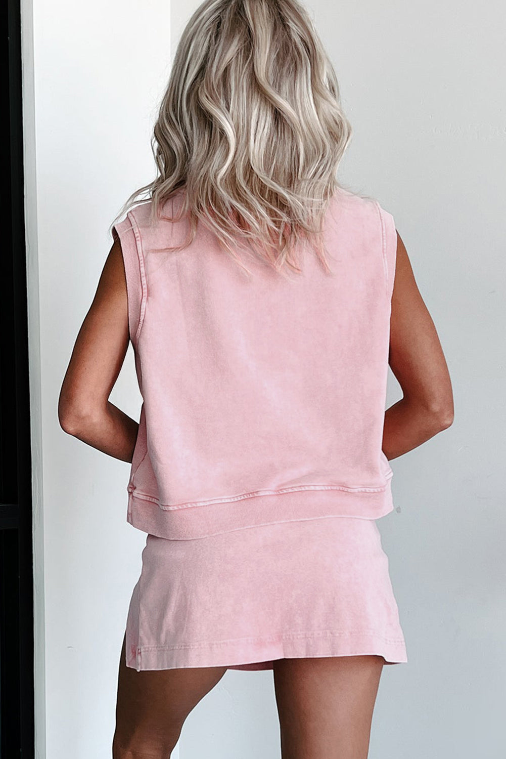 MINERAL WASH PINK SKORT SET