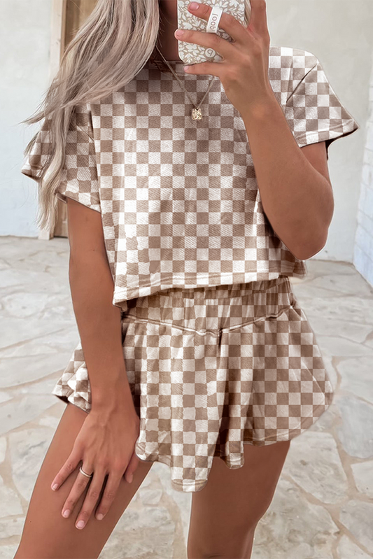 CHECKERED TEE & SKORT SET