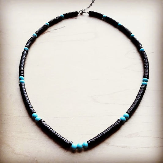 BEADED TURQUOISE WOOD CHOCKER