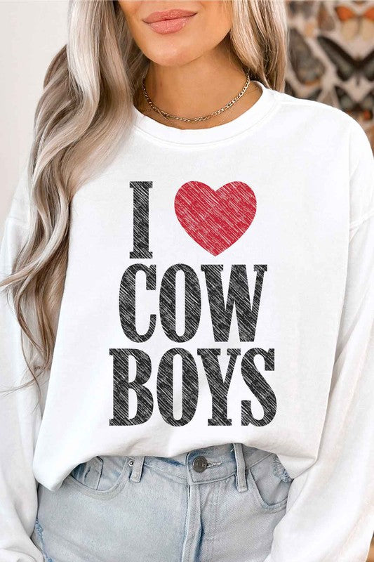 I HEART COWBOYS GRAPHIC SWEATSHIRT - PLUS