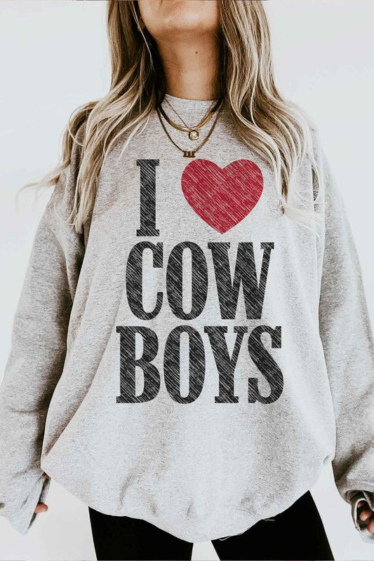 I HEART COWBOYS GRAPHIC SWEATSHIRT - PLUS