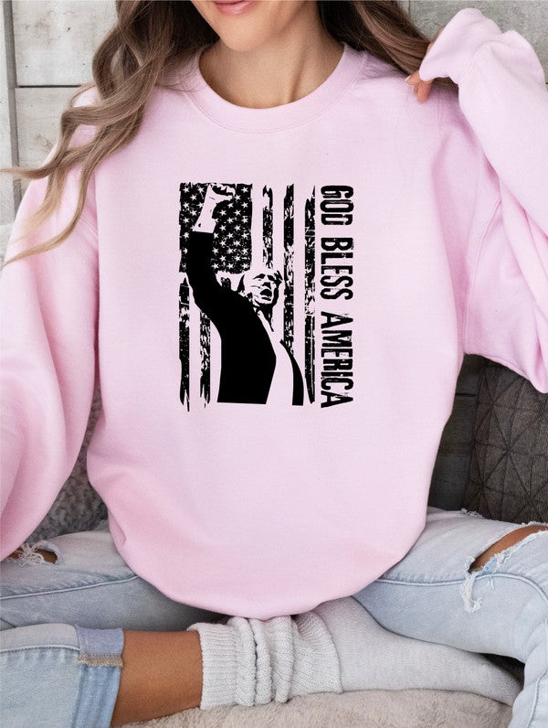 TRUMP GOD BLESS AMERICA GRAPHIC SWEATSHIRT