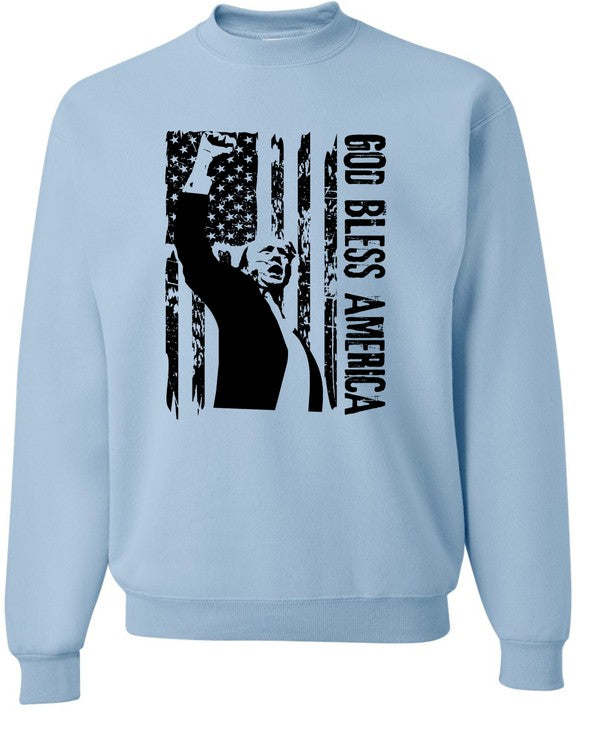 TRUMP GOD BLESS AMERICA GRAPHIC SWEATSHIRT