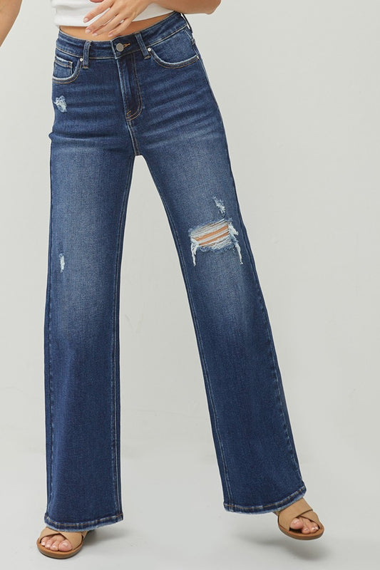 RISEN WIDE LEG JEANS