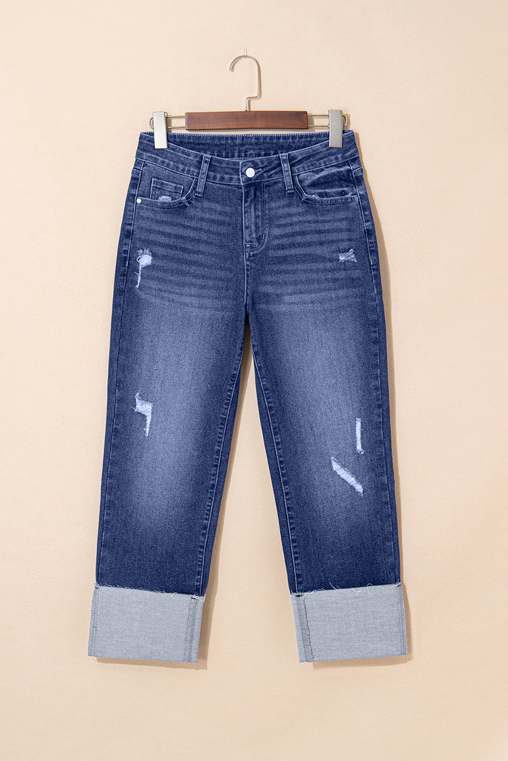 CUFFED STRAIGHT JEANS