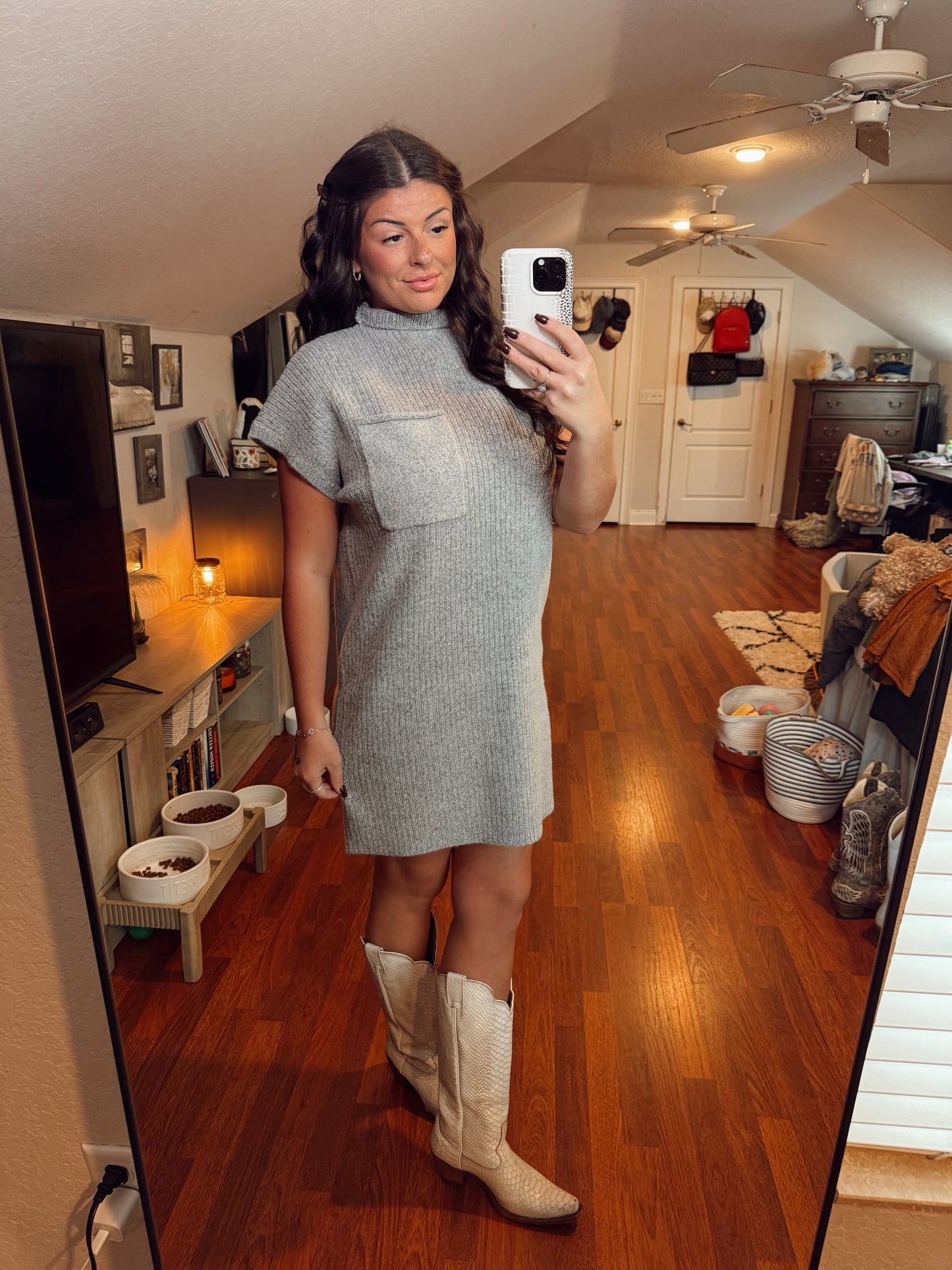 Zenana: SWEATER DRESS - GREY