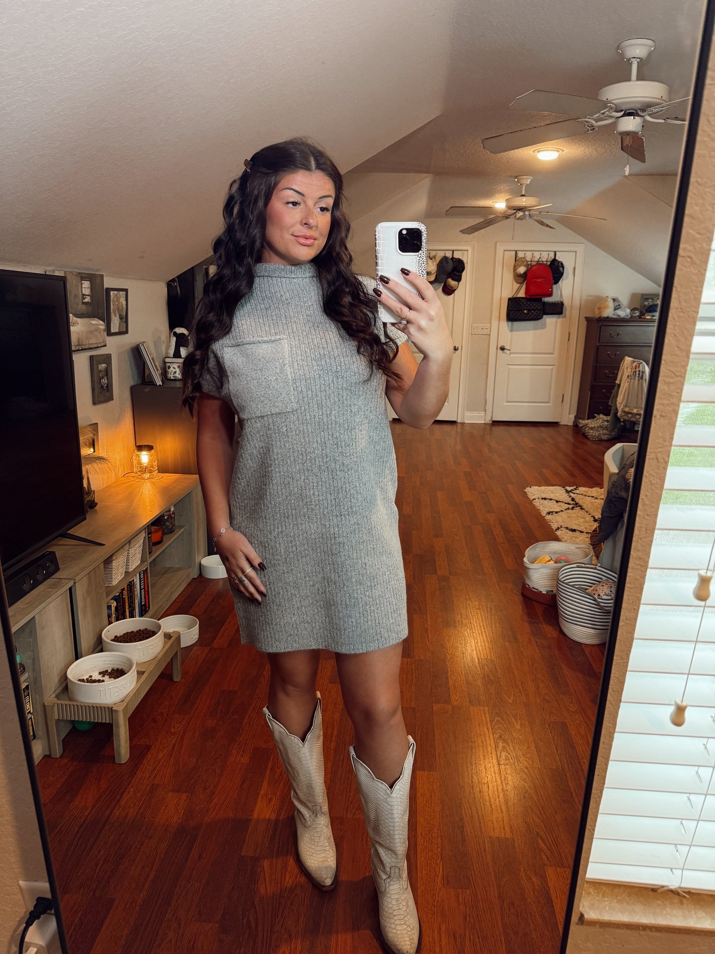 Zenana: SWEATER DRESS - GREY