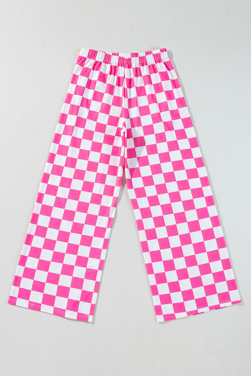 PINK CHECKERED WIDE LEG PANTS