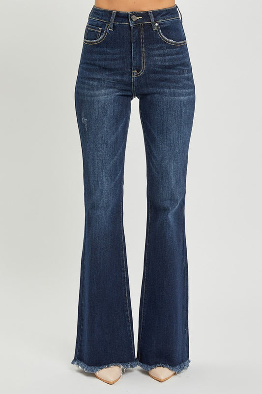 RAW HEM FLARE JEANS