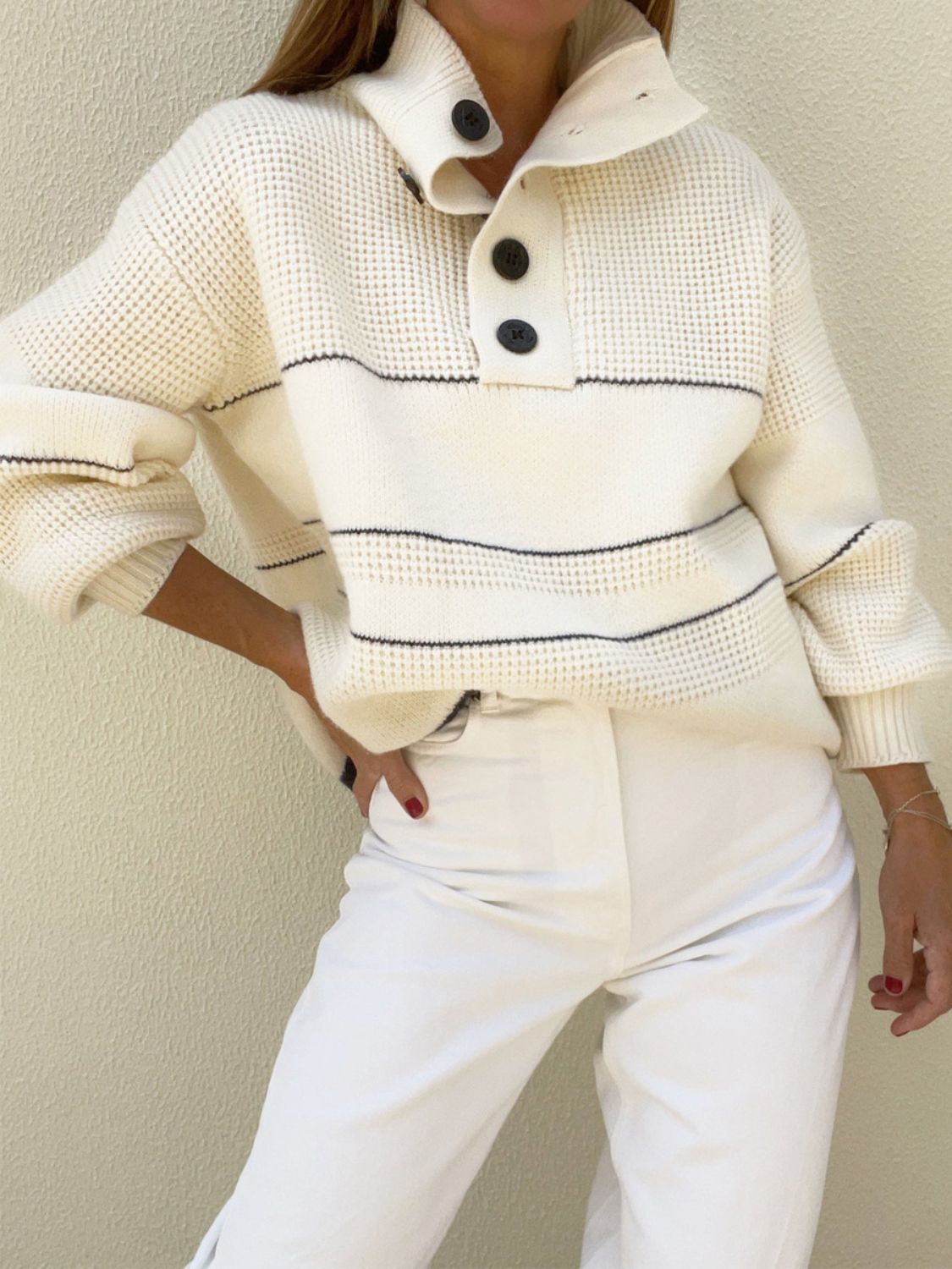 WAFFLE KNIT SWEATER